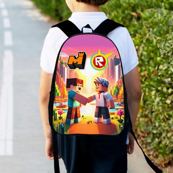 Рюкзак дитячий Майнкрафт і Роблокс дружба "Minecraft" 34х27 см, ранець Roblox міський для хлопчика (00537)
