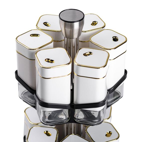 Набор для специй на подставке 12 шт 120 мл карусель для специй Белый HP-1315 | Зображення 5