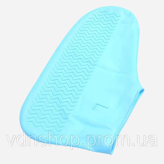 Багаторазові бахіли-чохли L (41-45 розмір) для взуття силіконові від води та бруду. Колір: блакитний WM-70 | Зображення 3