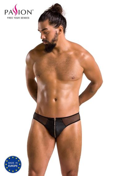 Чоловічі сліпи на блискавці Passion 042 SLIP TIMMY S/M Black, екошкіра, сітка Sex Aura | Зображення 4