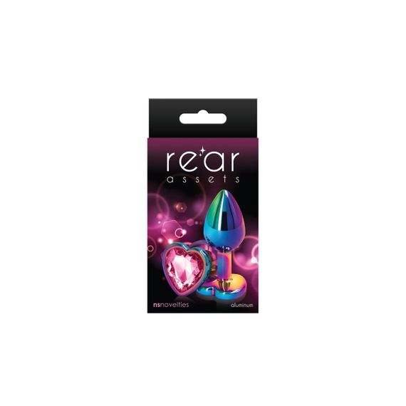 Анальна пробка NS Novelties Rear Assets — Multicolor Heart — Small — Pink Sex Aura | Зображення 1