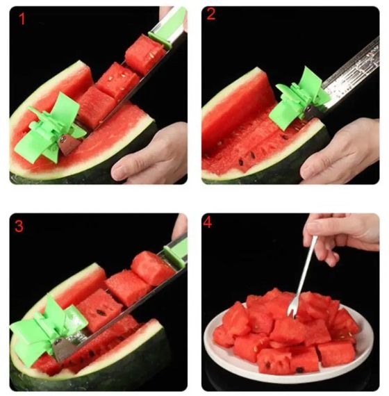 Пристрої для нарізки кавуна та дині SUNROZ Watermelon Slicer ніж-слайсер Зелений | Зображення 3