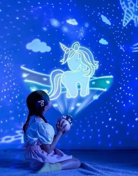 Дитячий нічник проектор зоряного неба Bluetooth Fairy Tale E11 акумуляторний світильник карусель 6 змінних картинок з LED | Зображення 5