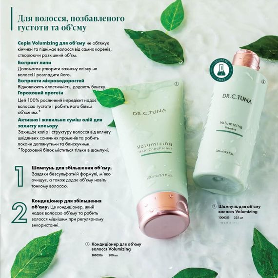 Шампунь для об'єму волосся Farmasi Volumizing Dr. C.Tuna 225 мл | Зображення 1
