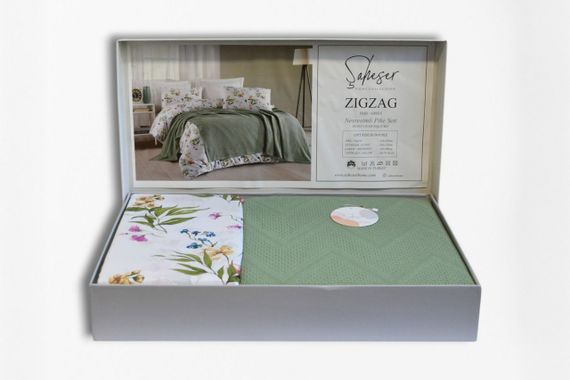 Постельное белье с пледом Saheser Ranforce Zig Zag 200 х 220 см Yesil | Зображення 3