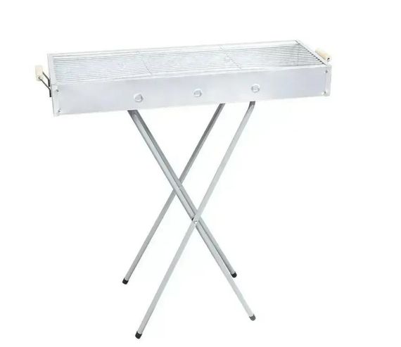 Переносний мангал барбекю гриль BARBECUE TRAY 770SS MD-008 70х30х70 см з решіткою, металевий портативний мангал | Зображення 2