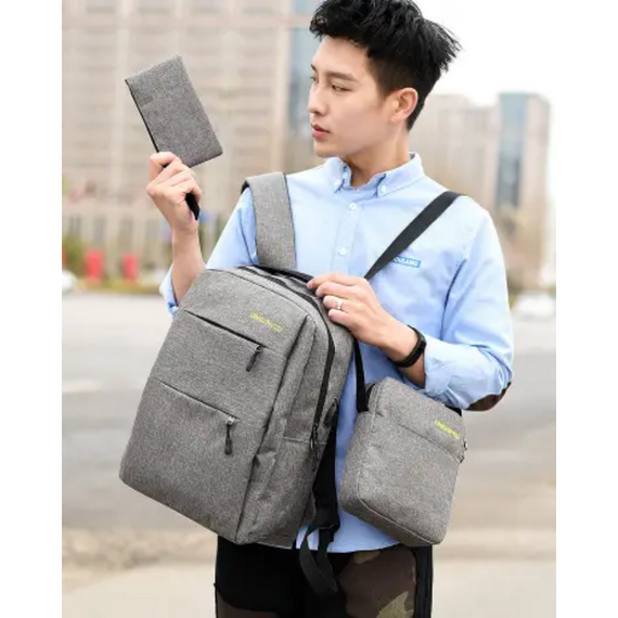 Універсальний набір 3в1 рюкзак, сумка через плече, гаманець, дорожній комплект з USB | Зображення 7