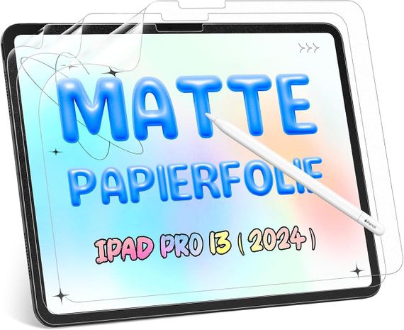 Защитная пленка для экрана iPad Pro 13” M4 (2024) комплект 3 шт, антибликовая бумажная, анти-отпечатки матовая