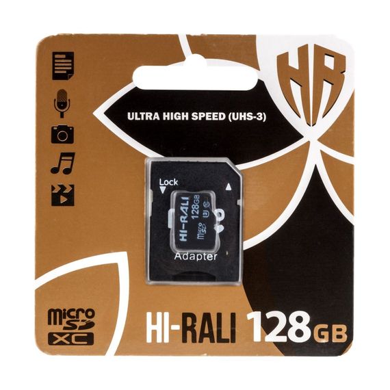 Карта пам'яті Hi-Rali 128GB UHS-3 10 Class + адаптер (37780-01_295)