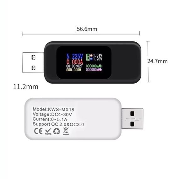 USB тестер KWS-MX18 белый корпус | Зображення 2