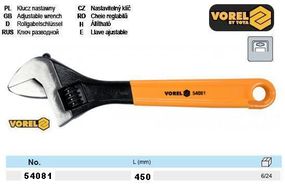 Ключ разводной Польша l=450 мм VOREL-54081