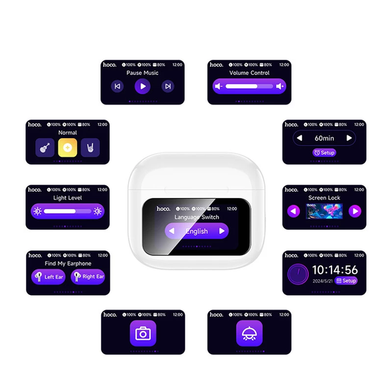 Бездротові блютус навушники з мікрофоном Hoco EW81 Elegant with Touch Screen ANC Білий | Зображення 1