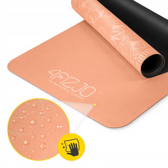Килимок (мат) спортивний 4FIZJO замша 183 x 61 x 0.15 см для йоги та фітнесу Orange (P-5905973404402) | Зображення 4