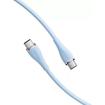 Дата кабель USB-C to USB-C 2.0m USB2.0 100W (20V/5A) Light Blue Silicone Vention (TAWSH) | Зображення 7
