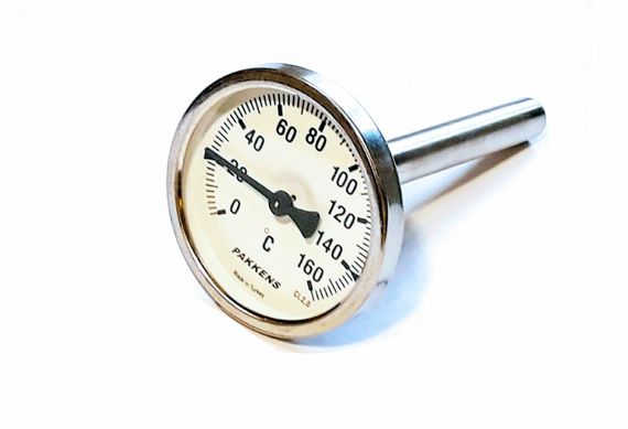 Термометр D 63мм/160°С биметаллический трубчатый с гильзой погружной L-110 мм 1/2" PAKKENS Турция