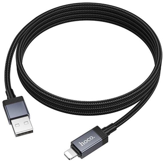 Дата кабель Hoco X118 Generous with display USB to Lightning 2.4A (1m) Black | Зображення 4