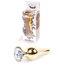 Анальна пробка - Jewellery Gold BUTT PLUG- Clear Sex Aura