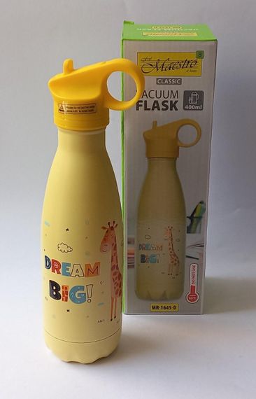 Термокружка детская Maestro MR-1645-D Giraffe 400 мл из нержавеющей стали с трубочкой герметичная