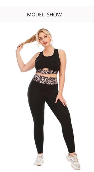 Фітнес костюм plus size з леопардовим принтом | Зображення 3