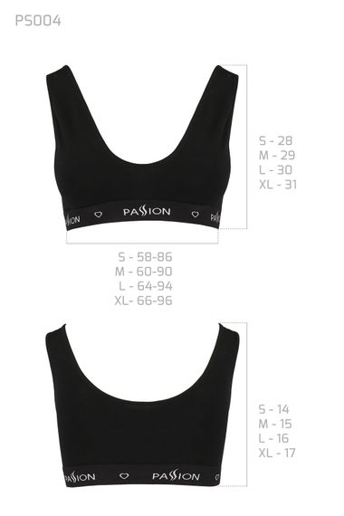 Спортивний топ із широкою гумкою бавовняний Passion PS004 TOP Чорний XL | Зображення 3