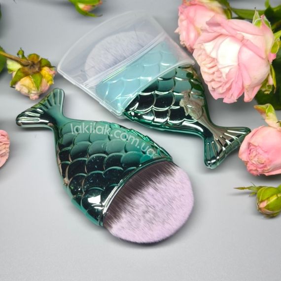 Щетка рыбка от пыли для маникюра (бирюзовая)