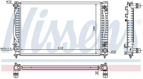 Радіатор охолодження двигуна VW PASSAT, AUDI A4, NISSENS (60498)