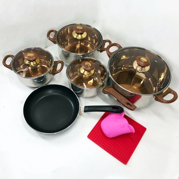 Набір каструль для дому VS-1006-11 (11 предметів) / Набір посуду / Набір DH-149 посуду каструлі | Зображення 4