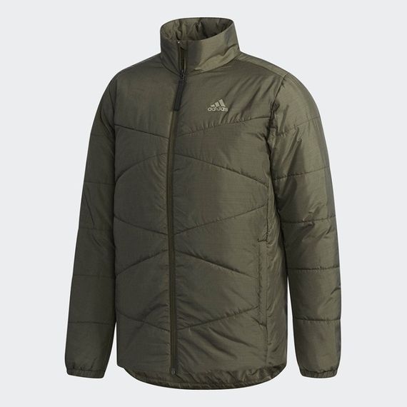 Куртка спортивна adidas Bsc Ins Jacket CZ0618 (хакі, чоловіча, осінь-зима, стьобана, синтепон, логотип адідас)