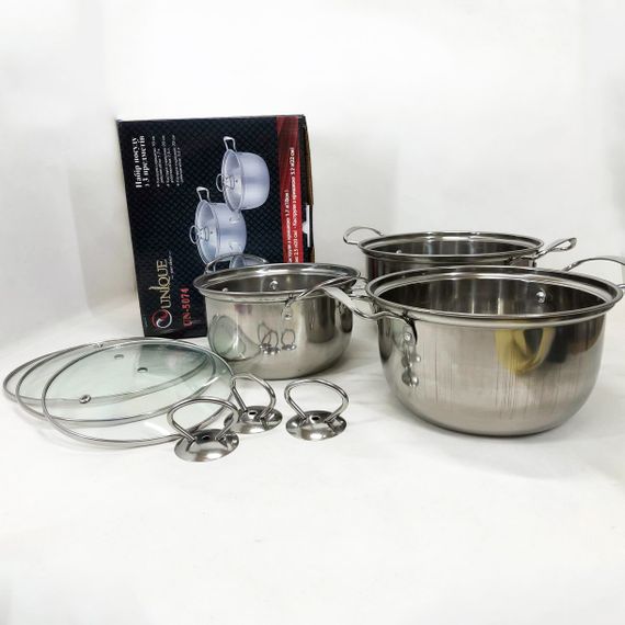 Набор кастрюль из нержавеющая стали с крышками ZG-696 UNIQUE UN-5074 | Зображення 8