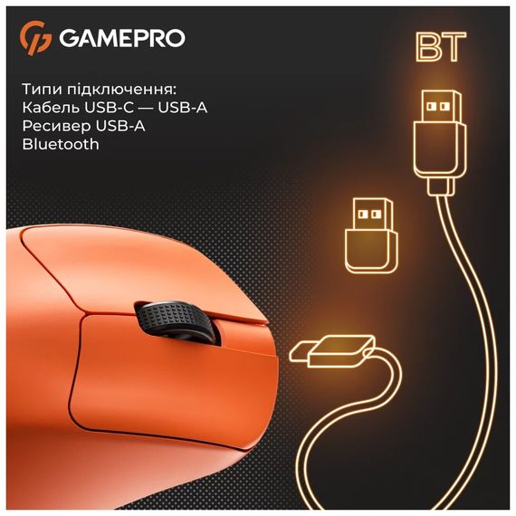 Мишка GamePro Genesis Avenger Wireless/Bluetooth/USB Orange (GM096O) | Зображення 3