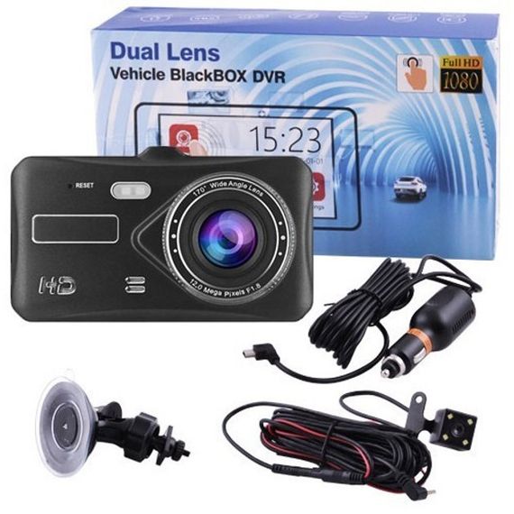 Автомобильный видеорегистратор с двумя камерами T672, LCD 4",1080P Full HD, с поддержкой ночного видения | Зображення 5