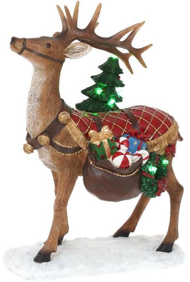Новорічна декоративна статуетка "Олень з Ялинкою" з LED-підсвіткою 33см, полістоун КОПІЯ