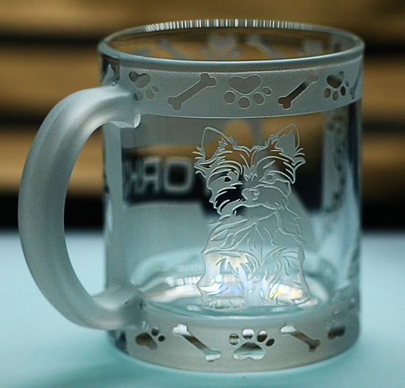 Скляна чашка кружка 320 мл  з гравіюванням Йорк подарунок для власника собаки або поціновувача породи | Зображення 1