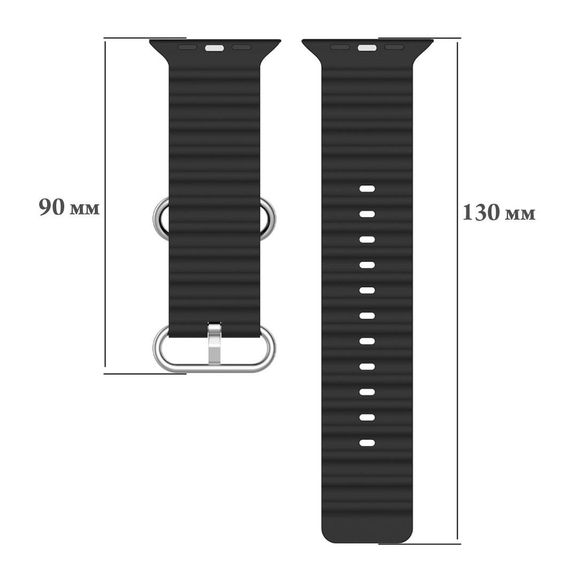 Ремінець силіконовий Primolux Ocean для годинника Apple Watch 42mm / 44mm / 45mm / 46mm - Black | Зображення 4