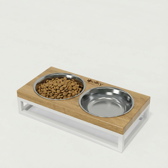 Миски на подставке для маленьких собак и котов Hollky Base XS (2 × 0,25 л) BXS-28145-WHNT