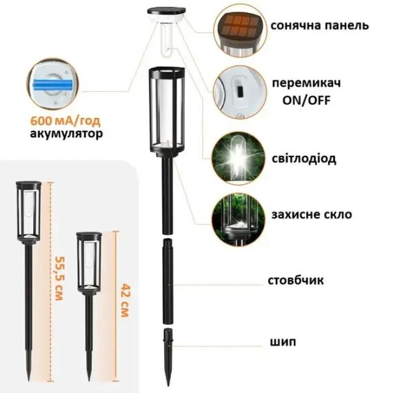 Комплект світильників для газону Solar Lawn Light Shinedo Y246 warm white комплект 2 шт | Зображення 5