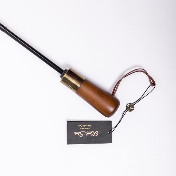 Парасолька автоматична з дерев'яною ручкою класична з поліестеру діаметр 116 см Чорна HP-23-8B | Зображення 5