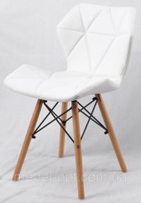 Стілець Greg біла екошкіра, на дерев'яних букових ніжках, дизайн Charles Eames