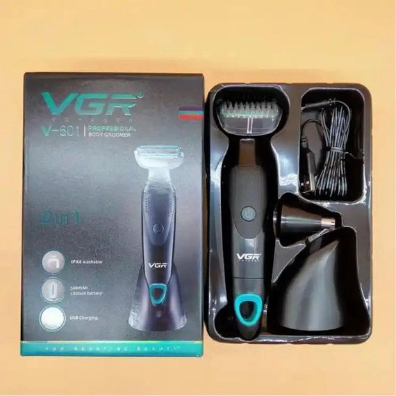 Машинка для стрижки 2в1, от USB, VGR V-601 / Электробритва с подставкой / Мужской аккумуляторный триммер | Зображення 8