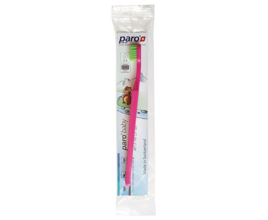 Дитяча зубна щітка paro® BABY BRUSH, ультра-м’яка, в поліетиленовій упаковці, рожева