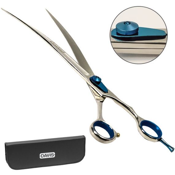 Ножницы изогнутые для стрижки собак Davis Extreme Edge Blue Curved, 25.4 см