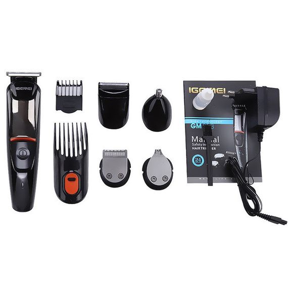 Машинка для стрижки 5в1 Geemy GM-853 стайлер, бритва, триммер на акумуляторі нержавіюча сталь 6 насадок | Зображення 3