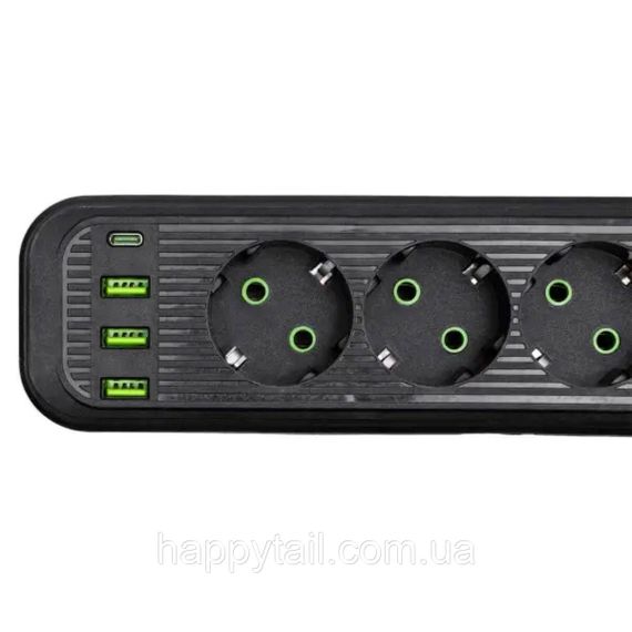 Мережевий фільтр-подовжувач 5 розеток 3xUSB-A 1xUSB-C 5м чорний HP-5-40 | Зображення 3