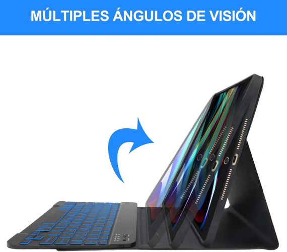 Чохол з Bluetooth-клавіатурою для iPad 10.2" 7 8 9 покоління, iPad Air 3 2019, iPad Pro 2017 10.5" з підсвіткою чорна іспанська | Зображення 2