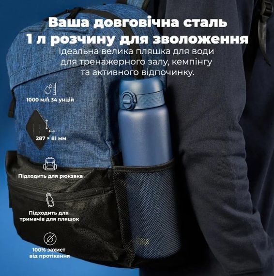 Пляшка для води металева вакуумна ION8 920 мл Vacuum Insulated Ash Navy (I8TS1000ANAVY) | Зображення 4