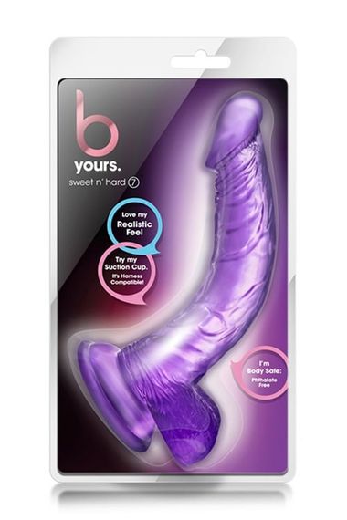 Фалоімітатор реалістичний з мошонкою Blush b-yours на присосці, фіолетовий Sex Aura | Зображення 3