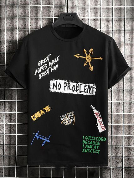 Футболка мужская с принтом повседневная M Черная