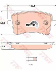 Гальмівні колодки дискові AUDI A4/A5/Q5 R 07, TRW (GDB1765)