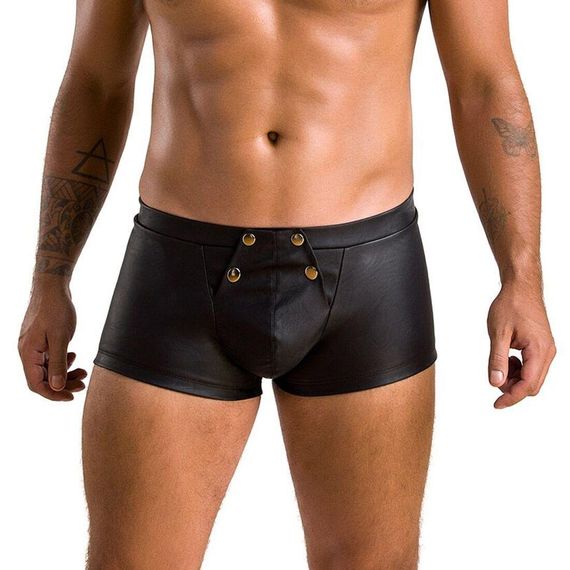 Чоловічі шкіряні боксери з клапаном Passion Short Patrick XXL/XXXL, чорні