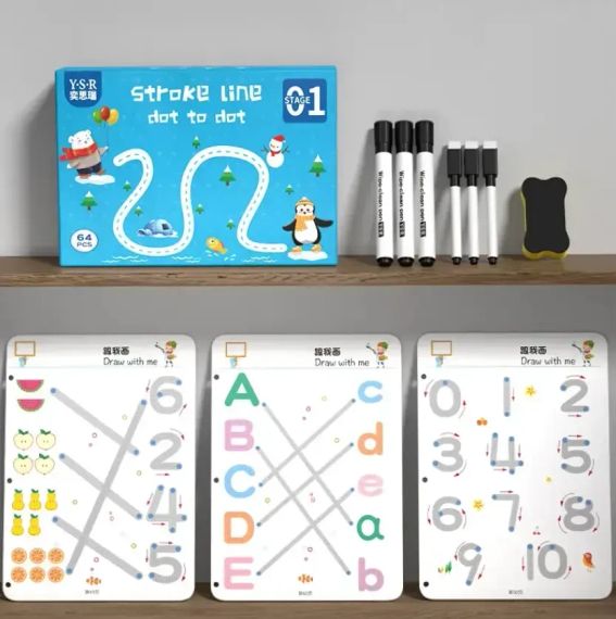 Розвиваюча книга Монтесорі Busy Book пиши-прай Stroke Line dot to dot  30 аркушів (60 завдань), від 2 років | Зображення 7